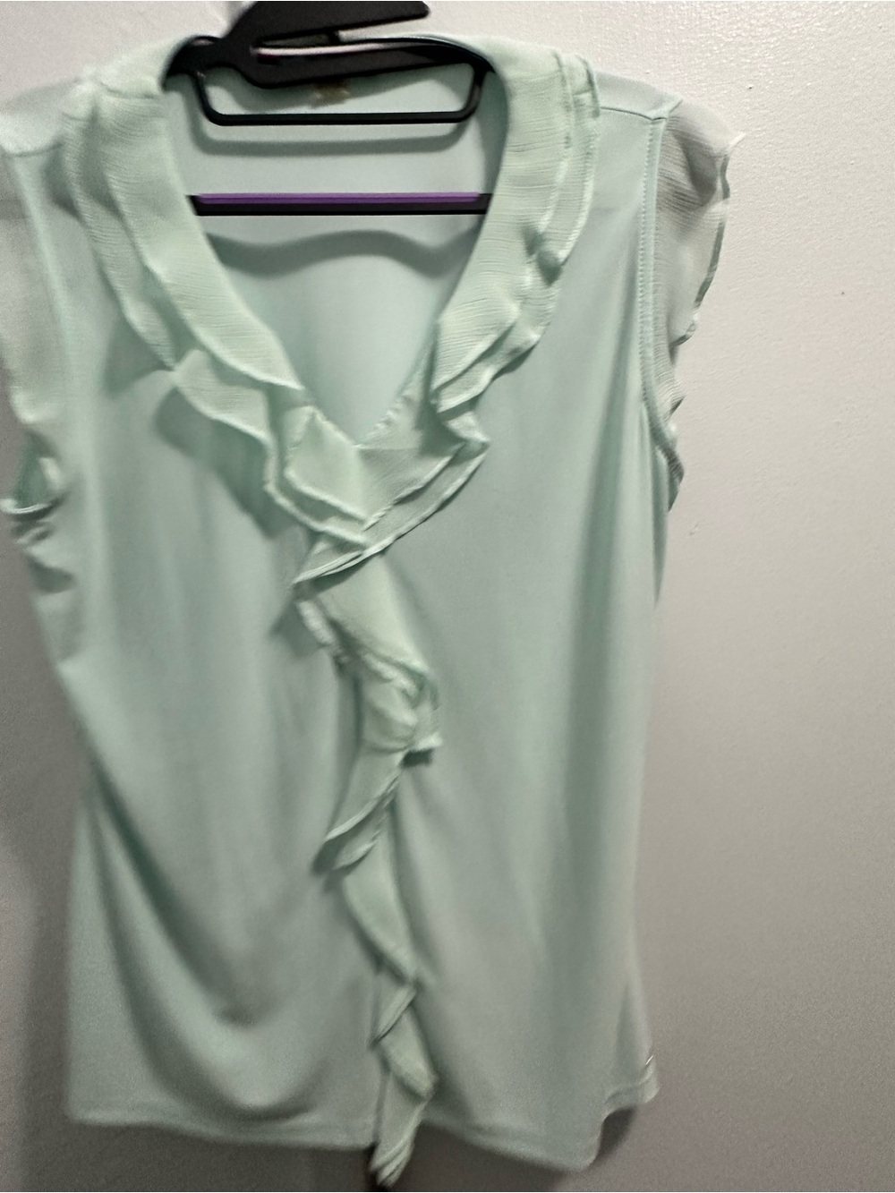 Tommy Hilfiger Mint Green Ruffle Sleeveless Blouse